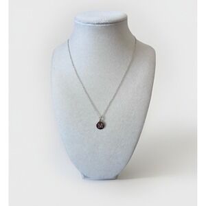 925 Sterling Silver Round Initial Letter M Pendant Necklace 18" Inch Adjustable